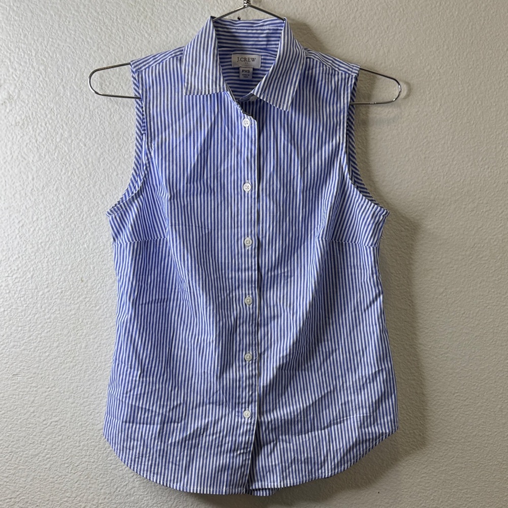 J. Crew Blue and White Striped Button Down Shirt